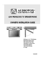 Audiovox Car DVD Player/Monitor Combo Owner's Installation Manual