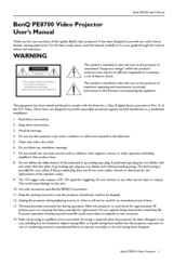 BenQ PE8700 - DLP Projector - HD User Manual