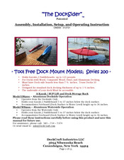 DockCraft DockSider DS200 Assembly, Installation, Setup, And Operating Instruction