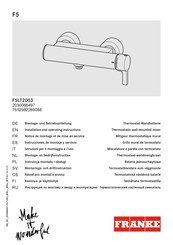 Franke 2030066497 Installation And Operating Instructions Manual