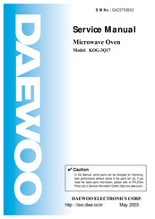 DAEWOO ELECTRONICS KOG-3Q17 Service Manual