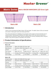 Master Grower Matrix Series Quick Start Manual