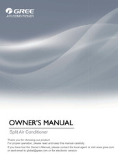 Gree GWH18UC-K3DNXXA Owner's Manual