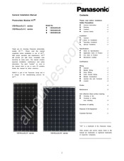 Panasonic Photovoltaic Module HIT VBHN SJ25 Series General Installation Manual