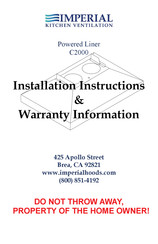 Imperial C2000PS1-TWB Installation Instructions & Warranty Information