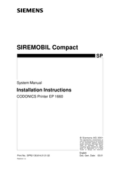 Siemens SIREMOBIL Compact CODONICS EP 1660 System Manual