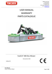 Talex FastCUT 300 User Manual, Warranty, Parts Catalogue