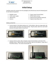 BEC MV200Z Initial Setup Manual