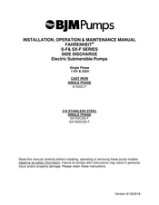 BJM Pumps FAHRENHEIT SX1500CSS-F Installation, Operation & Maintenance Manual