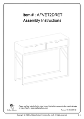 Walker Edison AFVET2DRET Assembly Instructions Manual