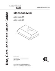 Zephyr Essentials AK9134AS-BF Use, Care And Installation Manual