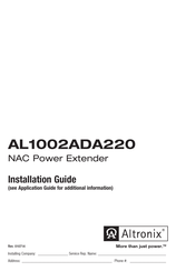 Altronix AL1002ADA220 Installation Manual