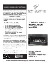 Town & Country Fireplaces TCWS54D Installation Manual