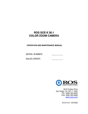 Ros SCE-X Operation And Maintenance Manual