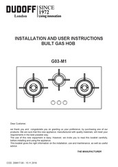 DUDOFF G03-M1 Installation And User Instructions Manual