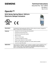 Siemens OpenAir GCA Series Technical Instructions
