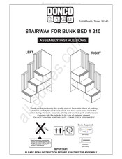 Donco kids STAIRWAY FOR BUNK BED  210 Assembly Instructions Manual