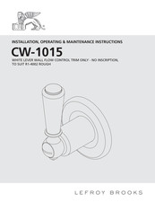 Lefroy Brooks CW-1015 Installation, Operating,  & Maintenance Instructions