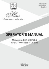 Allure Melanger 4-0.25-230-50-A Owner's Manual