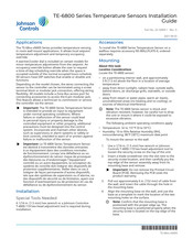 Johnson Controls TE-6800 Series Installation Manual