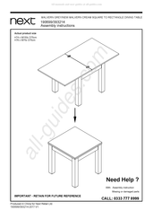 Next NEW MALVERN CREAM SQUARE TO RECTANGLE DINING TABLE 393214 Assembly Instructions Manual