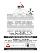 Firegear FPB-40SFBSTFS-P Installation And Operating Instructions Manual