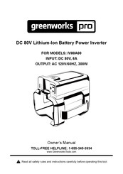 GreenWorks Pro IV80A00 Owner's Manual