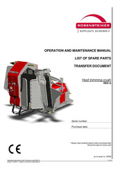 Rosensteiner RED Q Operation And Maintenance Manual, List Of Spare Parts