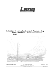 Lang 36S-SHM-ECLS Installation, Operation, Maintenance, & Troubleshooting