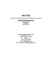 Galvanic Applied Sciences 943-TGS Operation Manual