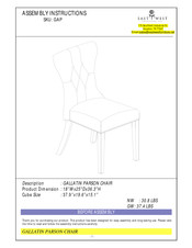 East West Furniture GALLATIN PARSON CHAIR GAP Assembly Instructions