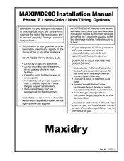 MAXIDRY MAXIMD200 Installation Manual