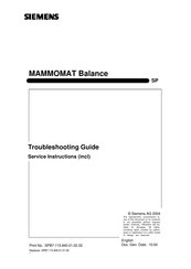 Siemens MAMMOMAT Balance Troubleshooting Manual