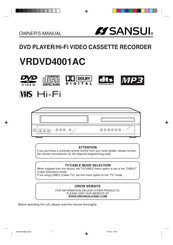 Orion SANSUI VRDVD4001AC Owner's Manual