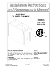Dettson OLR154F20A Installation Instructions And Homeowner's Manual