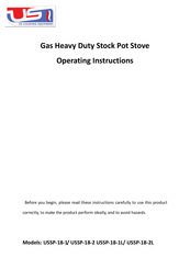 US COOKING EQUIPMENT USSP-18-1L Operating Instructions Manual
