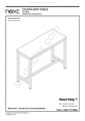 Next Ohara Bar Table 527868 Assembly Instructions Manual