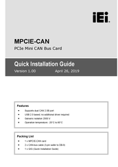 Iei Technology MPCIE-CAN-R10 Quick Installation Manual