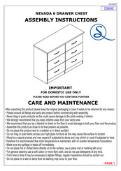 Seconique NEVADA 6 DRAWER CHEST Assembly Instructions Manual