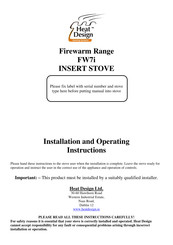 Heat Design FW7i Installation And Operating Instructions Manual