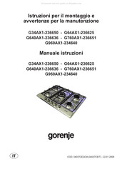 Gorenje G640AX1-236636 Instructions For The Installation And Advice For The Maintenance