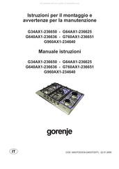 Gorenje G960AX1-234640 Instructions For The Installation And Advice For The Maintenance