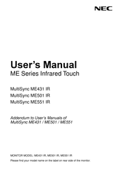 NEC MultiSync ME551 IR User Manual