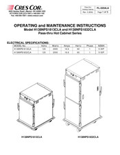 Cres Cor H138NPS1813CLA Operating And Maintenance Instructions