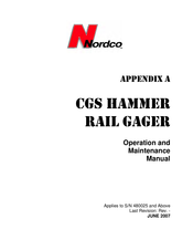 Nordco CGS Installation, Operation And Maintenance Manual