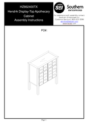 SEI HZ862400TX Assembly Instructions Manual