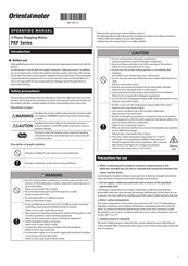 Oriental motor PKP 23 Operating Manual