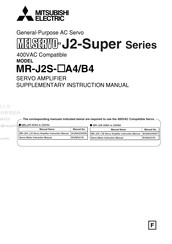 Mitsubishi Electric MR-J2S-700A4/B4 Supplementary Instructions Manual
