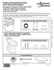 American Standard Retrospect Champion PRO Right Height 212BA Series Installation Instructions Care And Maintenance
