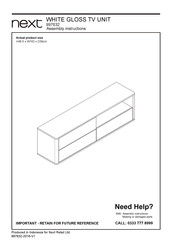 Next WHITE GLOSS TV UNIT 997632 Assembly Instructions Manual